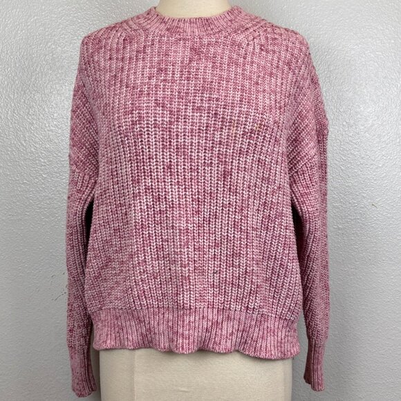 J.crew Pink Marled Cotton Blend Crewneck Sweater Size S - Picture 3 of 9